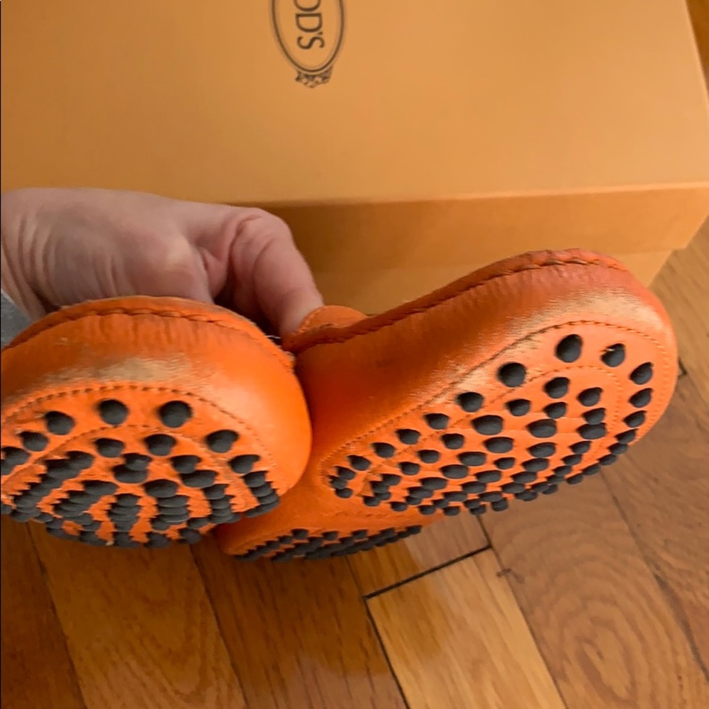 Tod's Orange Leather Penny Loafers Moccasins - Picture 5 of 8